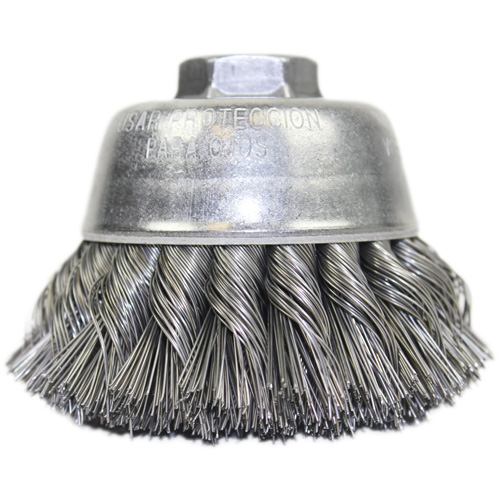 Knot Wire Cup Brush, 3-1/2" Dia. x 5/8"-11 Arbor Equipex