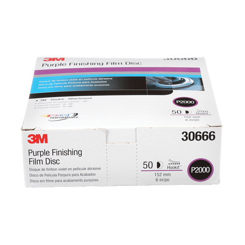 Hookit Finishing Film Disc, 6" Dia., P2000 Grit, Aluminum Oxide, Film Equipex