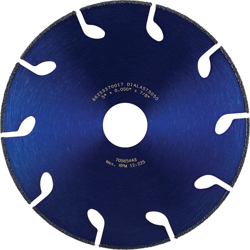 Meule &agrave; tronçonner Dialast RightCut, 5" x 0,05", Arbre de 7/8", Type 01/41, Losange, 12225 Tr/min Equipex