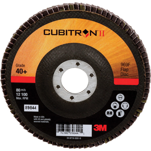 Cubitron II 969F Flap Disc, 5" x 7/8", Type 27, 40+ Grit, Ceramic Equipex