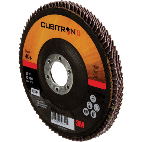 Cubitron II 969F Flap Disc, 5" x 7/8", Type 27, 40+ Grit, Ceramic Equipex