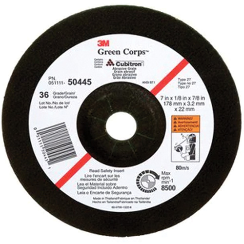 Meule &agrave; moyeu d&eacute;port&eacute; Green Corps, 7" x 1/8", Arbre 7/8", C&eacute;ramique, Type 27 Equipex