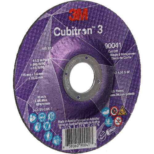 Meule &agrave; tronçonner Cubitron 3, 4-1/2" x 0,045", Arbre de 7/8", Type T27, C&eacute;ramique, 13 300 Tr/min Equipex