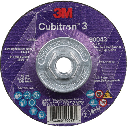 Meule &agrave; tronçonner Cubitron 3, 4-1/2" x 1/8", Arbre de 5/8"-11, Type T27, C&eacute;ramique, 13 300 Tr/min Equipex
