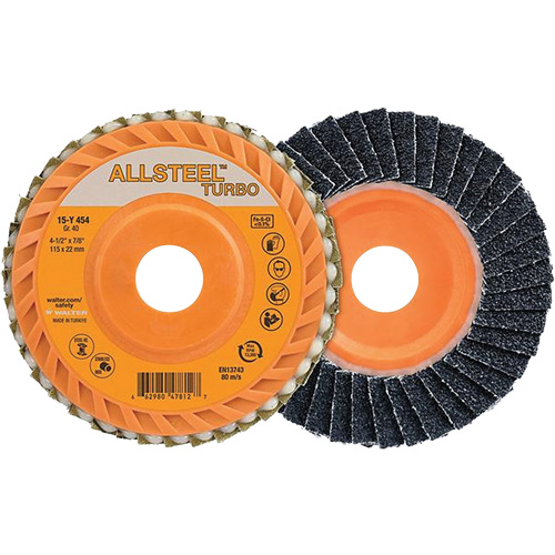 Disque &agrave; lamelles Turbo ALLSTEEL, 4-1/2" x 5/8"-11, Grain 60, Alumine de zirconium Equipex