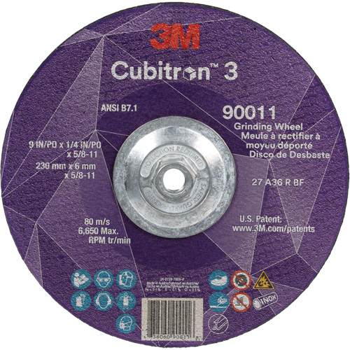 Cubitron 3 meule a moyeu d&eacute;port&eacute;, 9" x 0,25", Arbre 5/8"-11, C&eacute;ramique, Type T27 Equipex