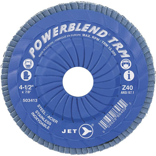 Disque &agrave; lamelles ajustables TRM Powerblend, 4-1/2" x 7/8", Type 29, Grain Z40, Zirconium Equipex