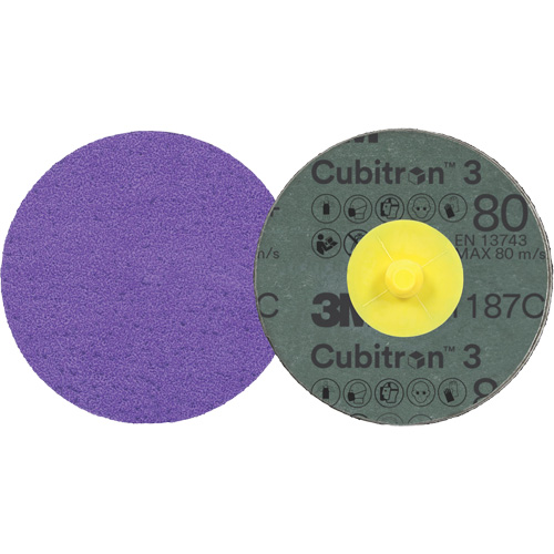 Disque en fibre Roloc Cubitron 3, 2" dia., Grain 80+, C&eacute;ramique Equipex