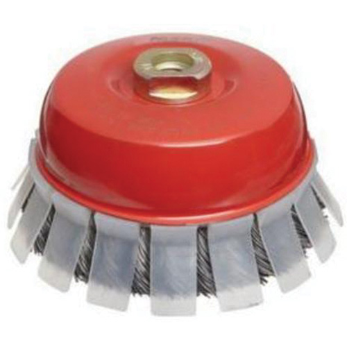 Knotted Wire Cup Brush with Protective Guard, 2-3/4" Dia. x 5/8"-11 Arbor Equipex