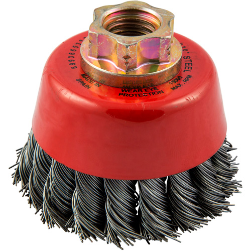 Knotted Wire Cup Brush, 2-3/4" Dia. x 5/8"-11 Arbor Equipex