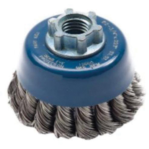 Knotted Wire Cup Brush, 2-3/4" Dia. x 5/8"-11 Arbor Equipex