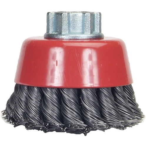 Knotted Wire Cup Brush, 4" Dia. x 5/8"-11 Arbor Equipex