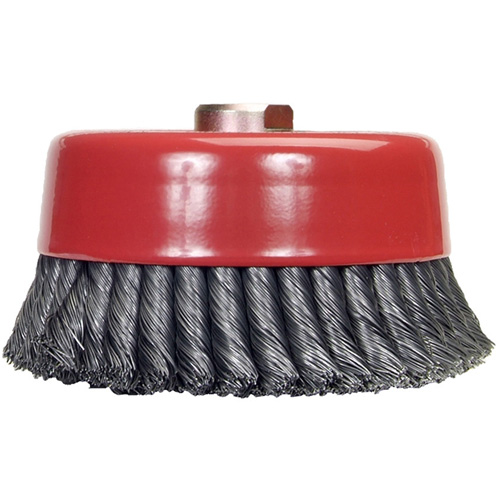 Knotted Wire Cup Brush, 6" Dia. x 5/8"-11 Arbor Equipex