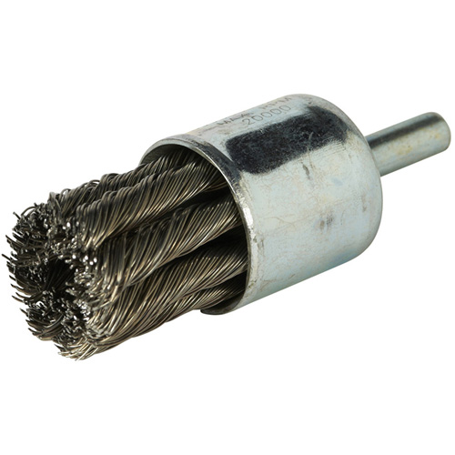 Stem Mounted Knotted Wire Brush, 1" Dia. x 1/4" Arbor Equipex