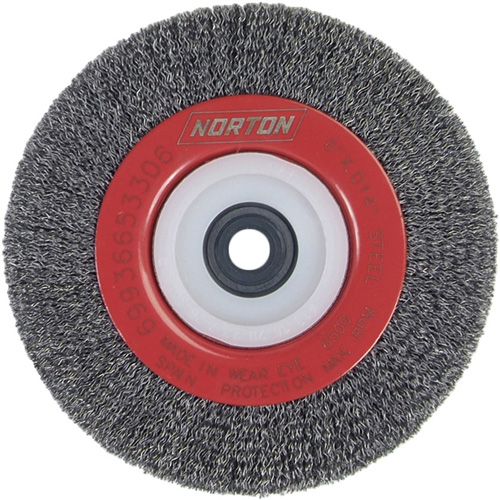 Crimped Bench Wheel, 6" Dia., 0.014" Fill, 1/2"-2 Arbor Equipex