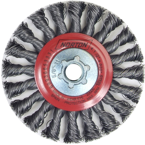 Full Cable Twist Wire Wheel, 4" Dia., 0.02" Fill, 5/8"-11 Arbor, Steel Equipex
