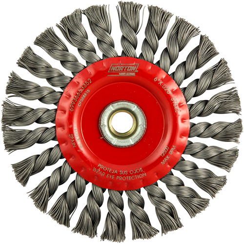 Full Cable Twist Wire Wheel, 6" Dia., 0.023" Fill, 5/8"-11 Arbor, Steel Equipex