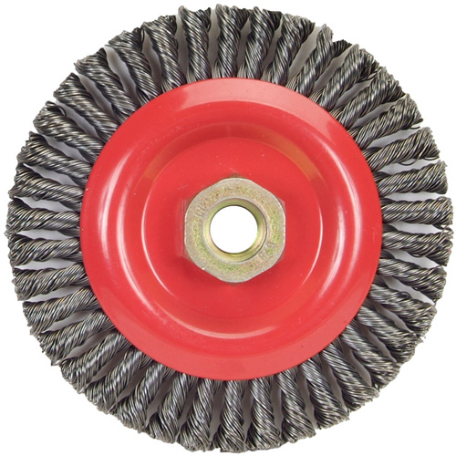 Stringer Bead Knot Wire Brush For Angle Grinders, 5" Dia., 0.02" Fill, 5/8"-11 Arbor, Steel Equipex