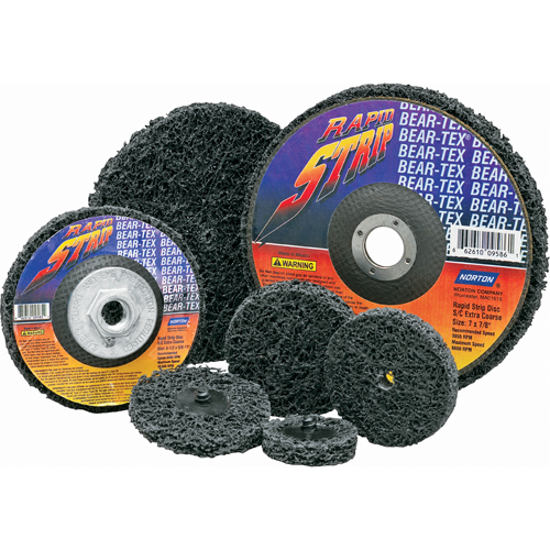 Bear-Tex Rapid Strip Discs, 7" Dia., Extra Coarse Grit, Silicon Carbide Equipex