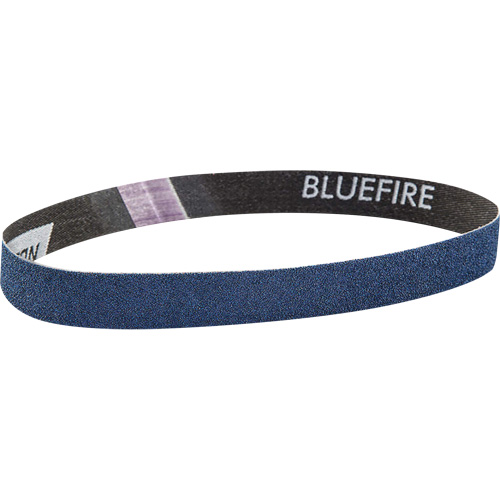 Courroie abrasive en tissu Bluefire, 3/4" la x 18" lo, Alumine de zirconium, Grain 120 Equipex