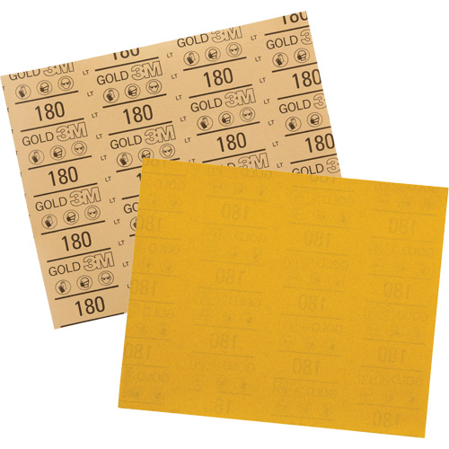 Feuille abrasive dor&eacute;e 12545, 9" x 11", Grain 180, Oxyde d'aluminium Equipex