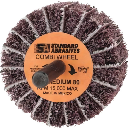 Roue Combi Buff and Blend 898001 Standard Abrasives, 2" dia. x 1" la, Arbre 1/4", Oxyde d'aluminium Equipex