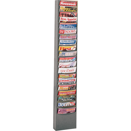 Literature Storage Racks, Stationary, 20 Slots, Steel, 13-1/8" W x 4-1/8" D x 58-1/2" H Equipex