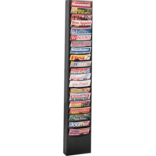 Literature Storage Racks, Stationary, 20 Slots, Steel, 13-1/8" W x 4-1/8" D x 58 1/2" H Equipex