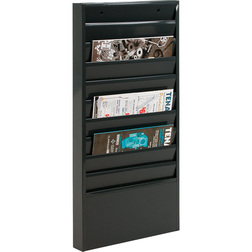 Literature Storage Racks, Stationary, 10 Slots, Steel, 13-1/8" W x 2" D x 26-1/4" H Equipex