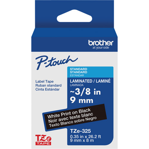 Syst&egrave;mes d'&eacute;tiquetage P-Touch, 9 mm x 314,96" ou 8 m, Blanc sur noir Equipex