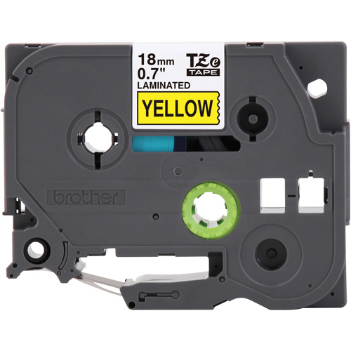 Cartouche de ruban pour syst&egrave;me d'&eacute;tiquetage P-touch, 18 mm x 8 m, Noir sur jaune Equipex