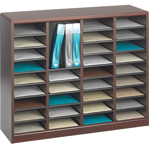Casier &agrave; compartiments E-Z Stor pour documentation, Stationnaire, 36 fentes, Bois, 40" la x 3/4" p x 32-1/2" h Equipex