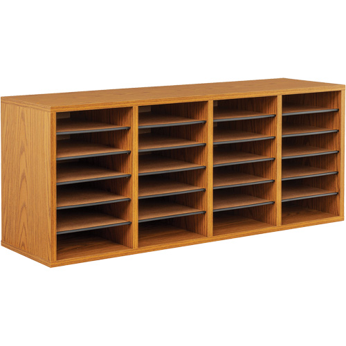 Casier &agrave; compartiments r&eacute;glable pour documentation, Stationnaire, 24 fentes, Bois, 39-1/4" la x 11-3/4" p x 16-1/4" h Equipex