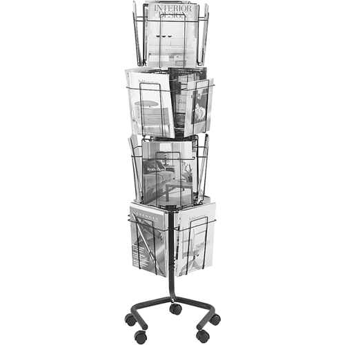 Pr&eacute;sentoirs pivotants pour documentation, Rotatif, 16 fentes, Fil m&eacute;tallique, 15" la x 15" p x 60" h Equipex