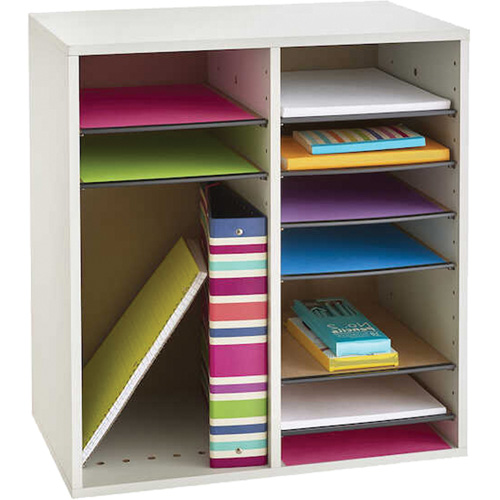 Casier &agrave; compartiments r&eacute;glable pour documentation, Stationnaire, 16 fentes, Bois, 19-1/2" la x 11-3/4" p x 21" h Equipex