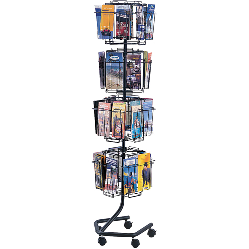 Pr&eacute;sentoirs pivotants pour documentation, Rotatif, 32 fentes, Fil m&eacute;tallique, 15" la x 15" p x 60" h Equipex
