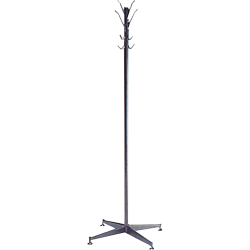 Coat Tree, 60" H, Steel, Black, 8 Hook(s) Equipex