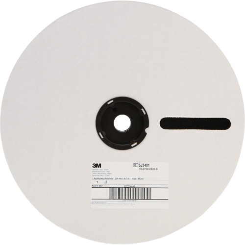 Attache r&eacute;sistant aux plastifiants, Boucle, 50 vg x 1", Adh&eacute;sif, Noir Equipex