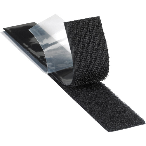 Attache r&eacute;sistant aux plastifiants, Boucle, 50 vg x 2", Adh&eacute;sif, Noir Equipex