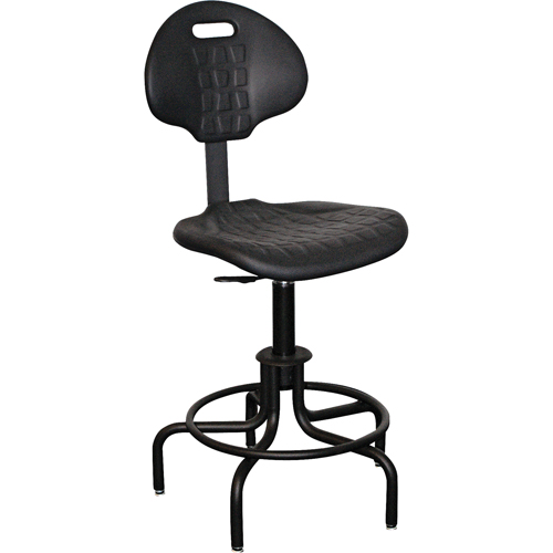 Tabouret avec dossier de s&eacute;rie 6000, Stationnaire, Ajustable, , Polyur&eacute;thane Si&egrave;ge, Noir Equipex