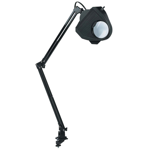 Magnifying Task Light, 60 W, Fluorescent/Incandescent/LED, Clamp, 40" Neck, Black Equipex