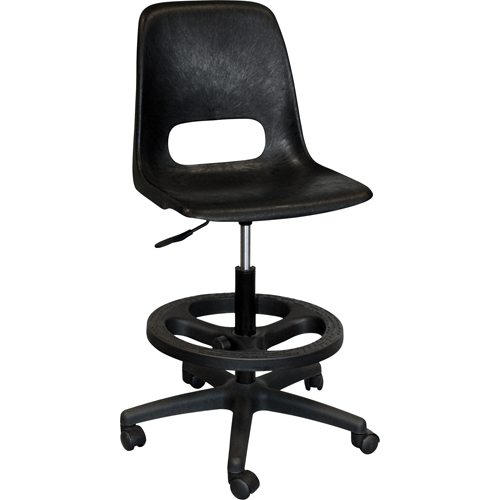 Tabouret avec dossier pour classe de s&eacute;rie 800, Mobile, Ajustable, 21" - 28", Polypropyl&egrave;ne Si&egrave;ge, Gris Equipex
