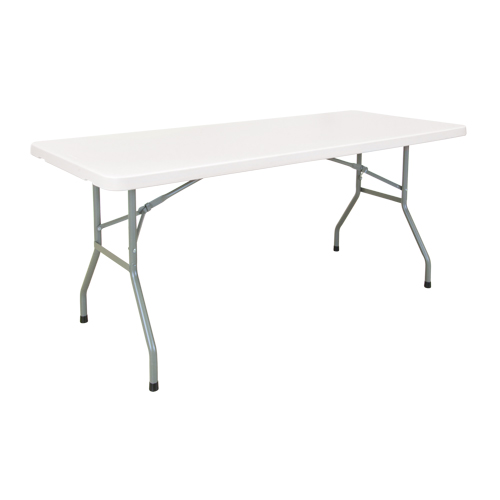 Folding Table, Rectangular, 60" L x 30" W, Polyethylene, White Equipex