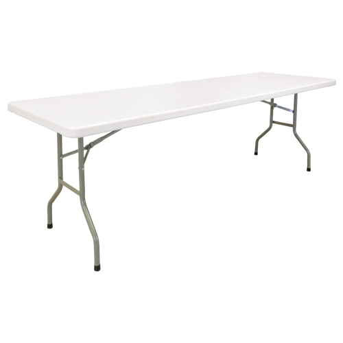 Folding Table, Rectangular, 96" L x 30" W, Polyethylene, White Equipex