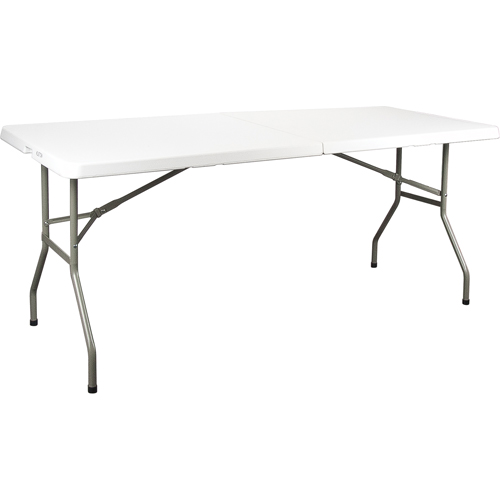 Fold-in-Half Table, Rectangular, 72" L x 30" W, Polyethylene, White Equipex
