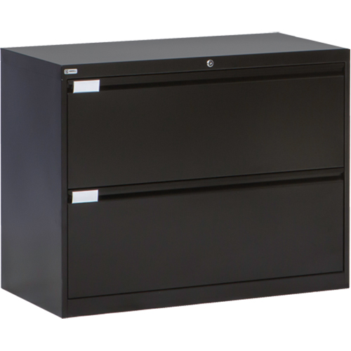Classeur lat&eacute;ral, Acier, 2 tiroirs, 36" la x 18" p x 27-7/8" h, Noir Equipex