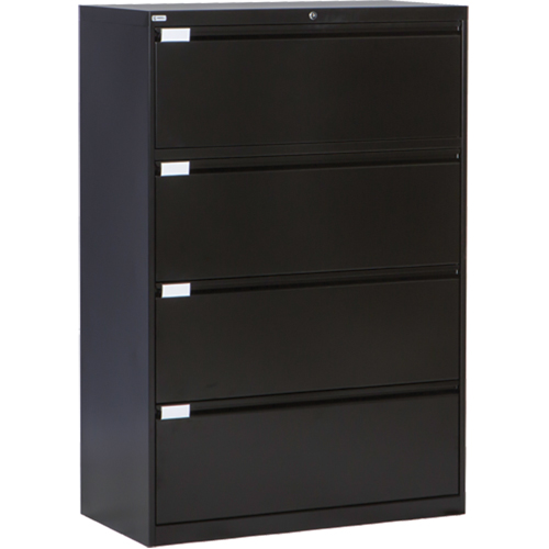 Classeur lat&eacute;ral, Acier, 4 tiroirs, 36" la x 18" p x 53-3/8" h, Noir Equipex