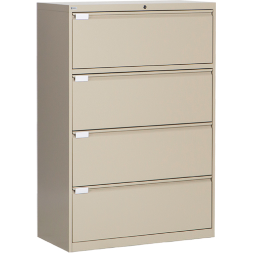 Lateral Filing Cabinet, Steel, 4 Drawers, 36" W x 18" D x 53-3/8" H, Beige Equipex
