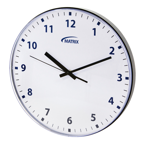 12 H Clock, Analog, Battery Operated, 12-3/4", Black Equipex