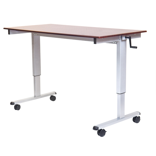 Adjustable Stand-Up Workstations, Stand-Alone Desk, 48-1/2" H x 48" W x 32-1/2" D, Walnut Equipex
